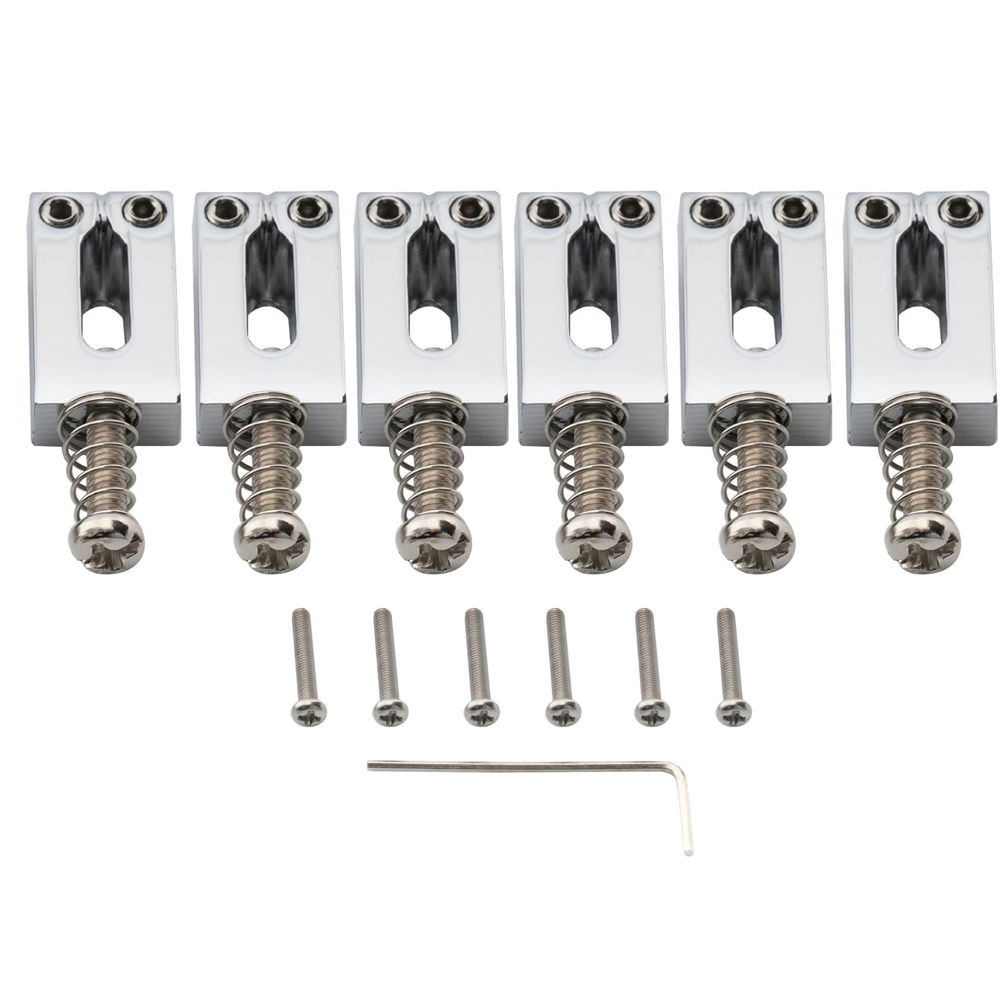 Musiclily Pro 10.5mm Modern Style Zinc Alloy Bridge Saddles for Strat Tele Electric Guitar, Chrome (Set of 6)