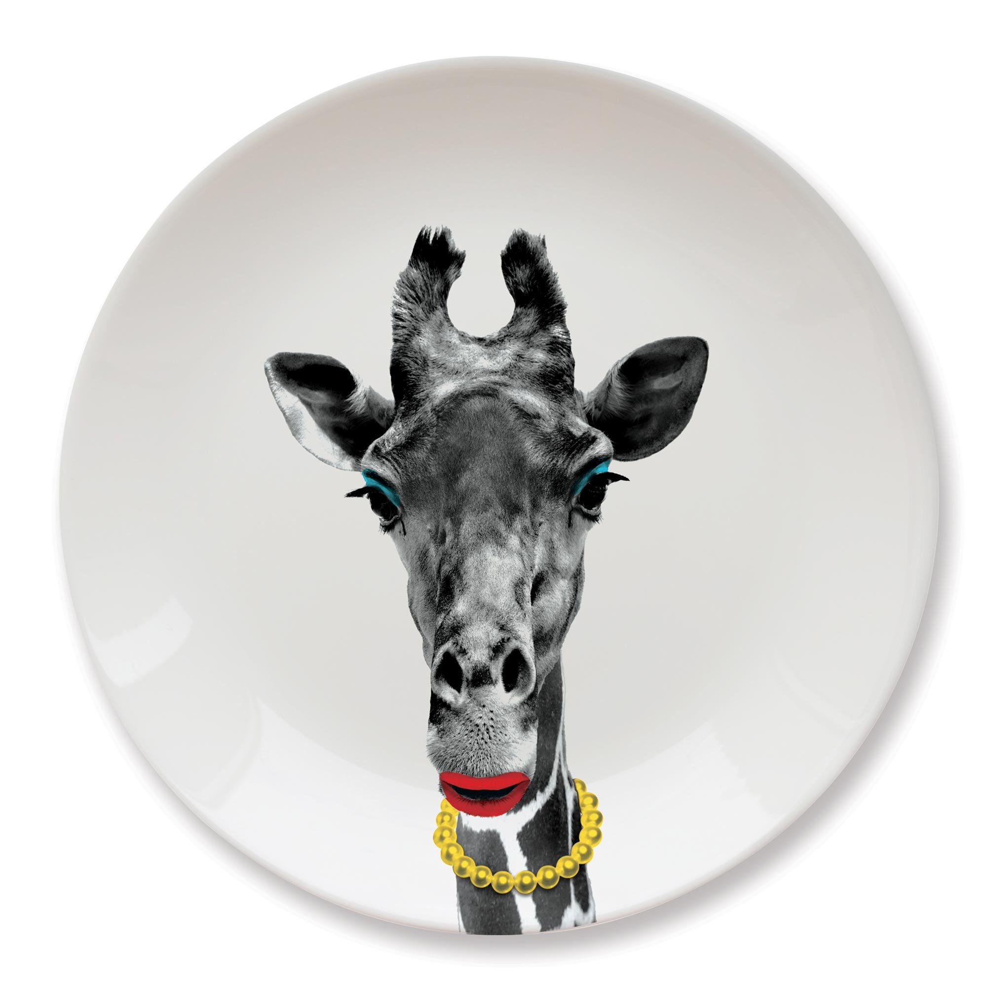 Mustard M12006D Flat plate round Wild dining giraffe Gina Ceramics White D23 x H2 cm