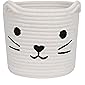 Cute Cat Shaped Woven Blanket Basket, Small Cat Basket Baby Hamper for Nursery with Handles, Living Room for Toys…