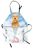 Ambesonne Golden Retriever Apron, Dog Washing in