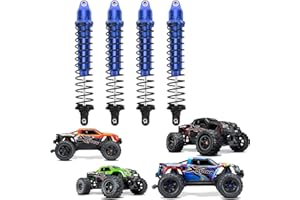 RCAWD RC Shock Absorber for X-Maxx 1/5 1/6 Upgrades, Adjustable RC Shocks Damper with Spring, Hop Ups Parts for #7761, # 77086-4 Blue
