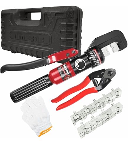 10 Tons Hydraulic Crimper Crimping Tool & Cable Cutter 12 AWG-2/0 AWG W/ 9 Dies