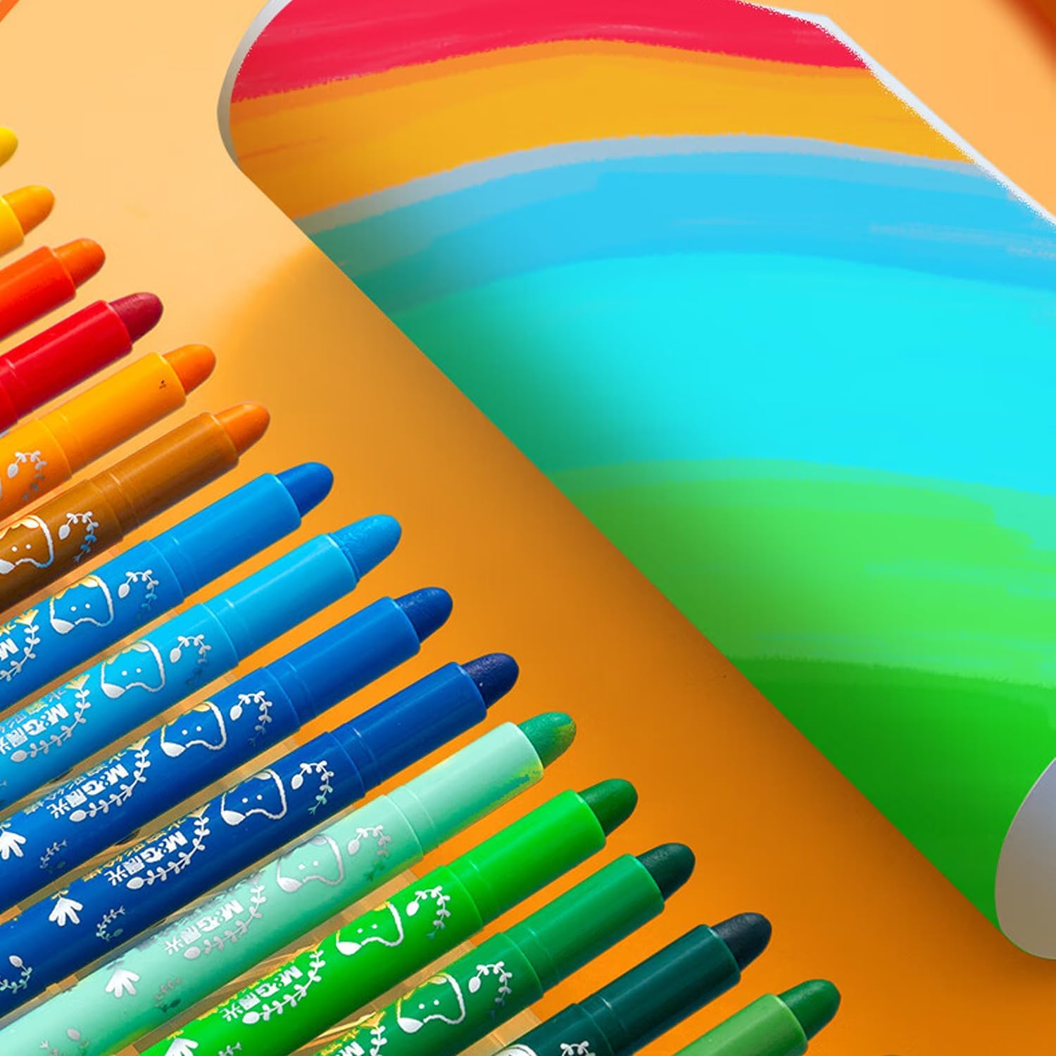 M&G Washable Tempera Paint Sticks, 48 colors Solid Tempera Paint Set with 1 paint brush for Kids, Super Quick Drying, Works Great on Paper Wood Glass Ceramic Canvas