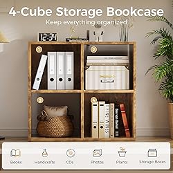 COMHOMA 4 Wood Cube Storage Organizer with Open