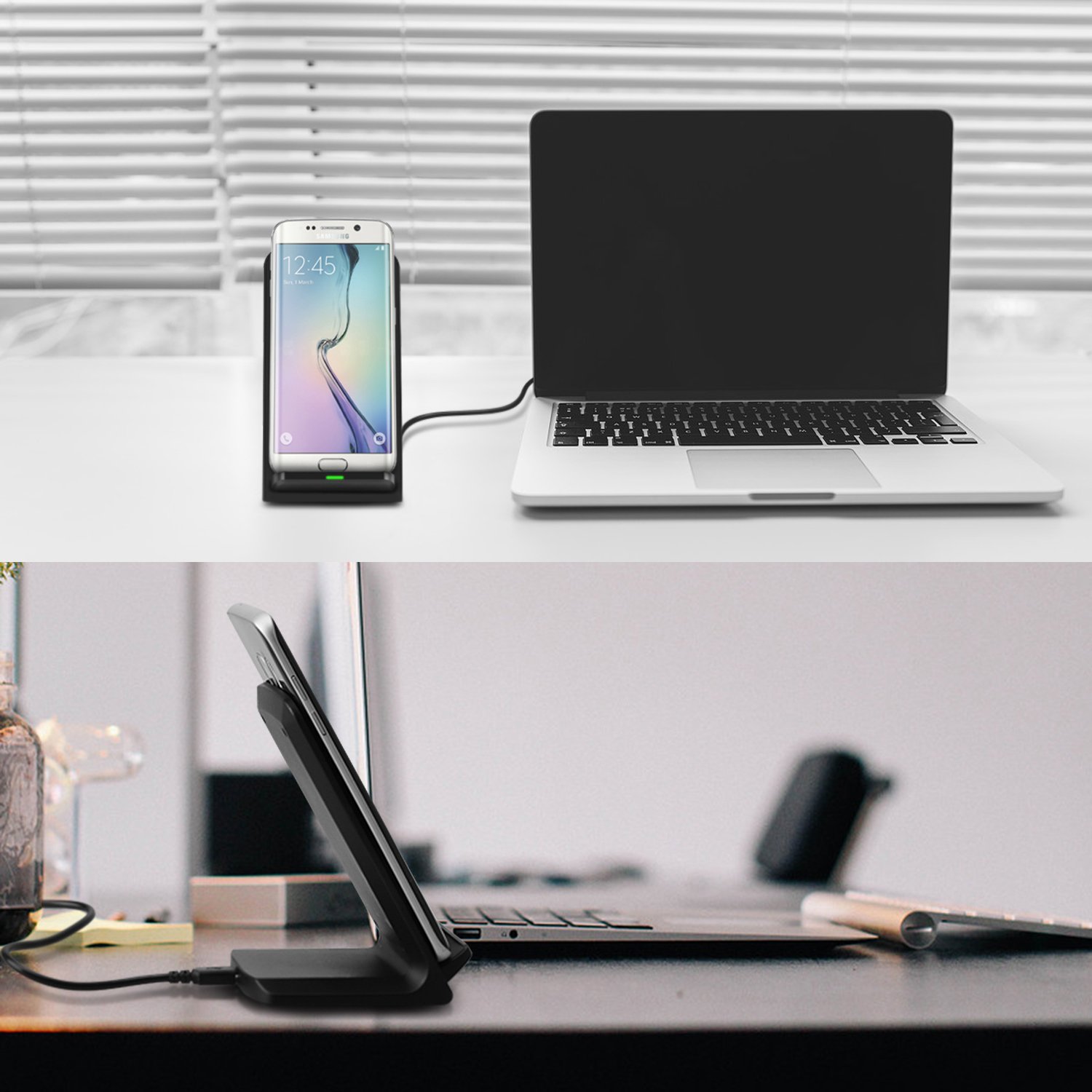 Moobom Fast Wireless Ladegerät, 2 Coil Qi Wireless Ladegerät für Samsung S7 / S7 Edge, S6 Edge Plus, Galaxy Note 5 und andere Qi-Enabled Geräte