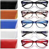 COJWIS 5 Pack Reading Glasses for Women Blue Light Blocking Computer Readers with Spring Hinge Anti Eye Strain Eyewear