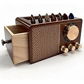 cxtyerak Wooden Guitar Pick Holder for Picks Storage, Retro Radio Design Solid Wood, Compact Portable Organizer for Acoustic/Electric/Classical Guitars,Gift for Guitar Players Guitarists