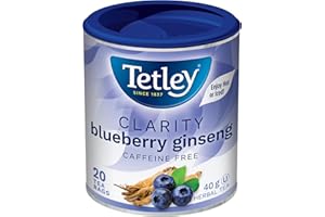 Tetley Clarity Blueberry Ginseng with Ginkgo Herbal Tea - 20 Tea Bags, 40 Grams, Naturally Caffeine Free, Decaf Tea