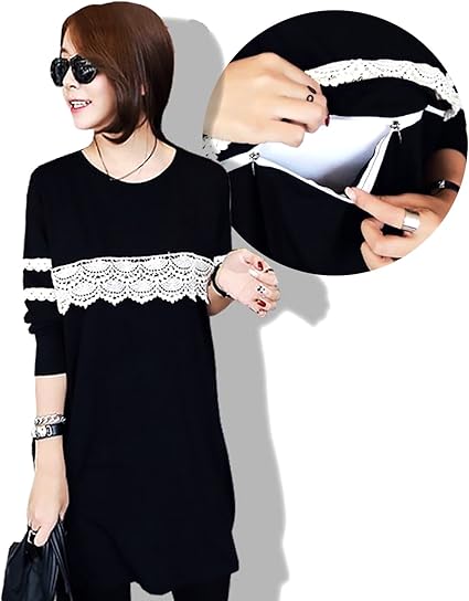 Amazon Twinkle Goods ツインクルグッズ 授乳服 ワンピース マタニティ 産前 産後 フルオープン ファスナー 授乳口 膝上 ゆったりした着心地 L ベビー マタニティ ベビー マタニティ 通販