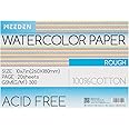 MEEDEN Watercolor Paper Block, 100% Cotton Watercolor Paper Pad of 20 Sheets, 140lb/300gsm, Acid-Free Art Paper for Watercolor, Gouache, Ink and More, 10" x 7" Rough Grain