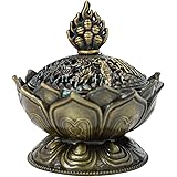 Buddha Lotus Flower Incense Burner Alloy Metal Incense Holder Censer Creative (Gunmetal)