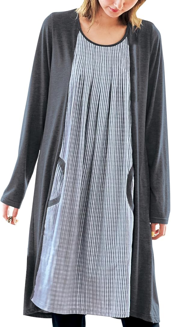Amazon セシール 切替デザインチュニック キリカエデザインチュニック プランプ 大きいサイズ Mw 2171 レディース ストライプ 日本 L 日本サイズl相当 ワンピース チュニック 通販