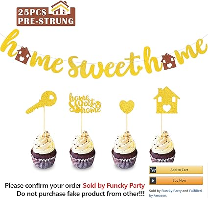 Amazon Com Home Sweet Home Banner 24 Pcs Family Gold Glitter