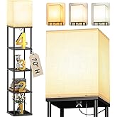 addlon 5-Tier Floor Lamp with Shelves, Standing Bookshelf Lamp with 3 Color Temperature, Corner Display Floor Lamps for Livin