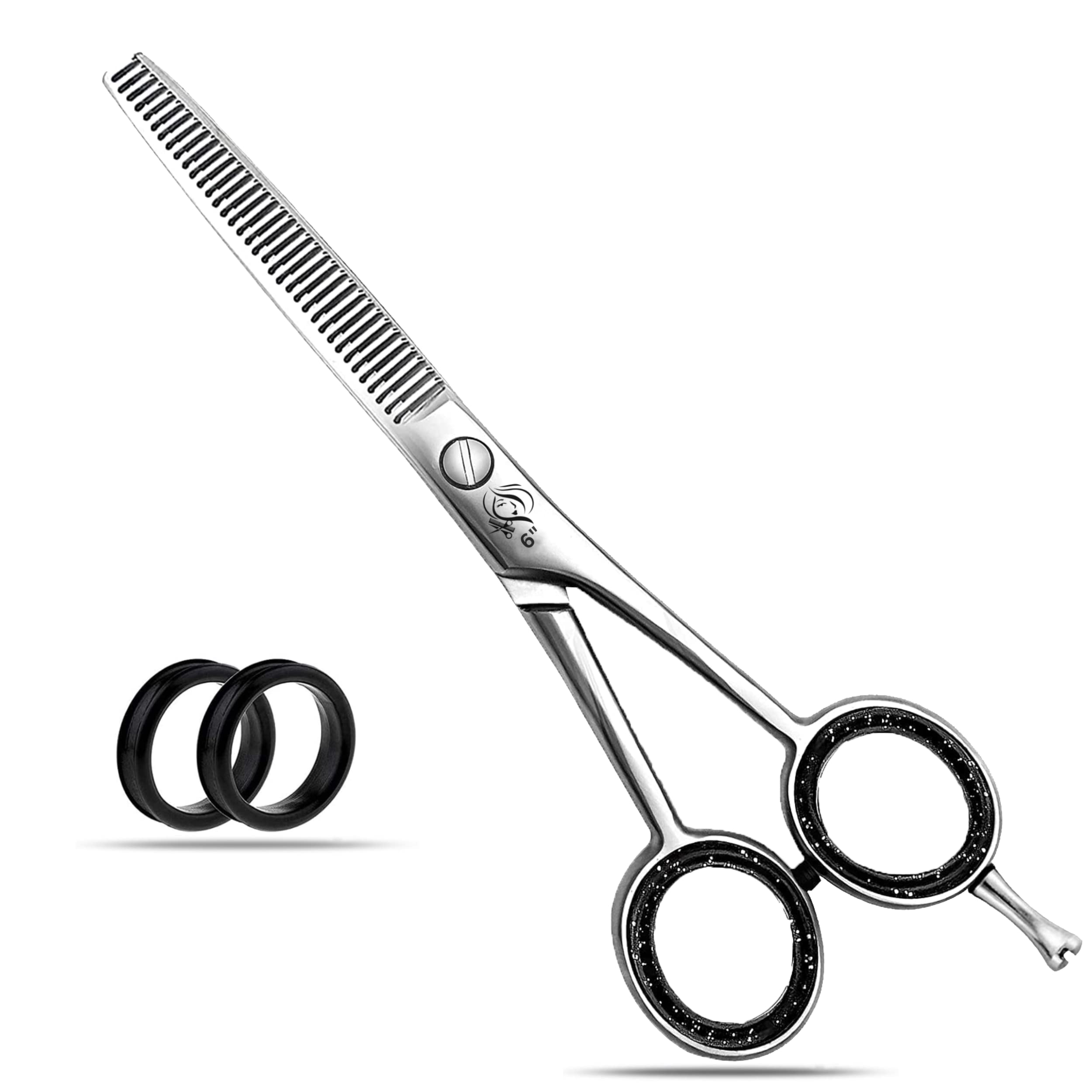 Wishbeauty Hairdressing Barber Hair Scissor for Professional Hairdressers Barbers Stainless Steel Hair Cutting Shears - for Salon Barbers, Men, Women, Children and Adults (Silver Thinning, 6 inches)