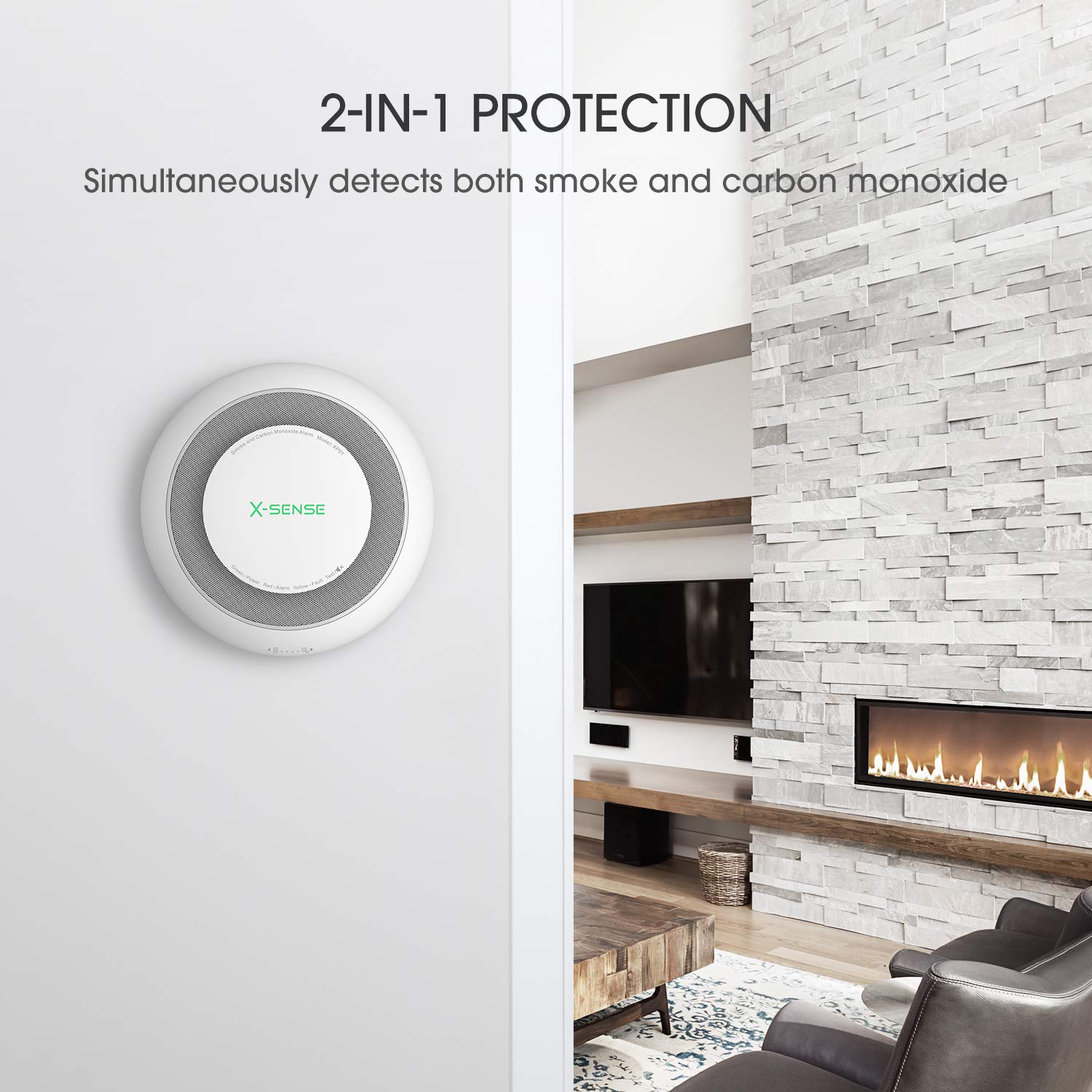 X-Sense 10-Year Battery Combination Smoke and Carbon Monoxide Alarm Detector with Large Silence Button, XP01