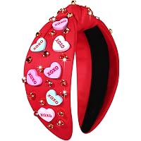AIUPUOC Pailletten-Herz-Stirnband – Valentinstag, Rot, Glitzernd, Elastisch, Für Partys & Accessoire