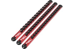 Precision Defined Aluminum Tool Socket Holder 3-Piece Set | Red, 1/4-Inch x 16 Clips, 3/8-Inch x 16 Clips, 1/2-Inch x 14 Clip