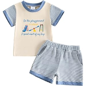 Xnqiwq Toddler Baby Boy Back to School Outfit First Day of School T-Shirt and Waffle Shorts Set Kids Pre Kindergarten Clothes