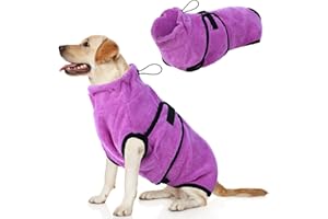 MORVIGIVE Dog Bathrobe Towel, Super Absorbent Dog Bath Robe Adjustable Dog Robes for After Bath, Fast Drying Dog Towels for Drying Dogs Soft Dog Drying Coat for Small Medium Large Dogs