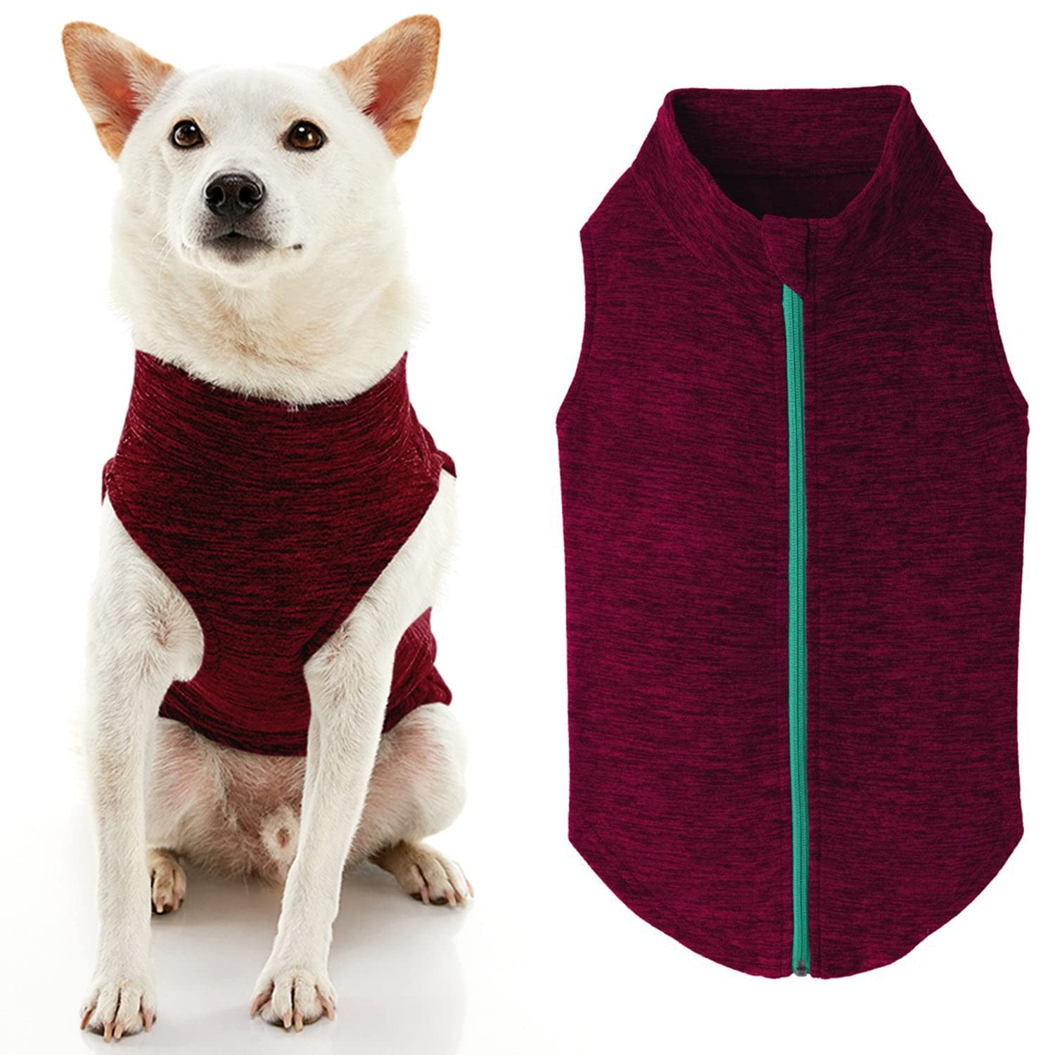 Gooby Zip Up Fleece Dog Sweater - Fuchsia Wash, 3X-Large - Warm Pullover Fleece Step-in Dog Jacket Without Ring Leash - Winter Small Dog Sweater - Dog Clothes for Small Dogs Boy and Medium Dogs