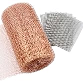 Sopcone Copper Mesh 5In x 20 Feet with 5 Pack Stainless Steel Wire Mesh, Knitted Copper Mesh Copper Blocker for Mouse, Rodent