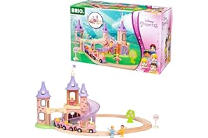 BRIO World Disney Princess Castle Set - 18-Piece FSC-Certified Wood Train Set and Accessories - Includes Moveable Classic Disney Princess Figurines, Castle, Tracks & More - Kids Ages 3 & Up