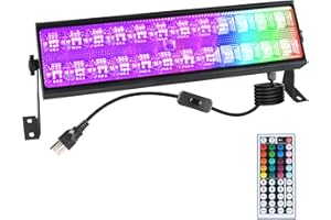 YQNLIFA 100W Black Light Bar for Glow Party, 24 Color Changing RGB Lights with 5ft Cord, LED Blacklight for Stage Fluorescent Birthday Wedding Halloween Christmas Party, 1Pack, Remote Controlled