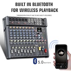 JXSOU Audio Mixer, 14-Channel DJ Mixer Bluetooth