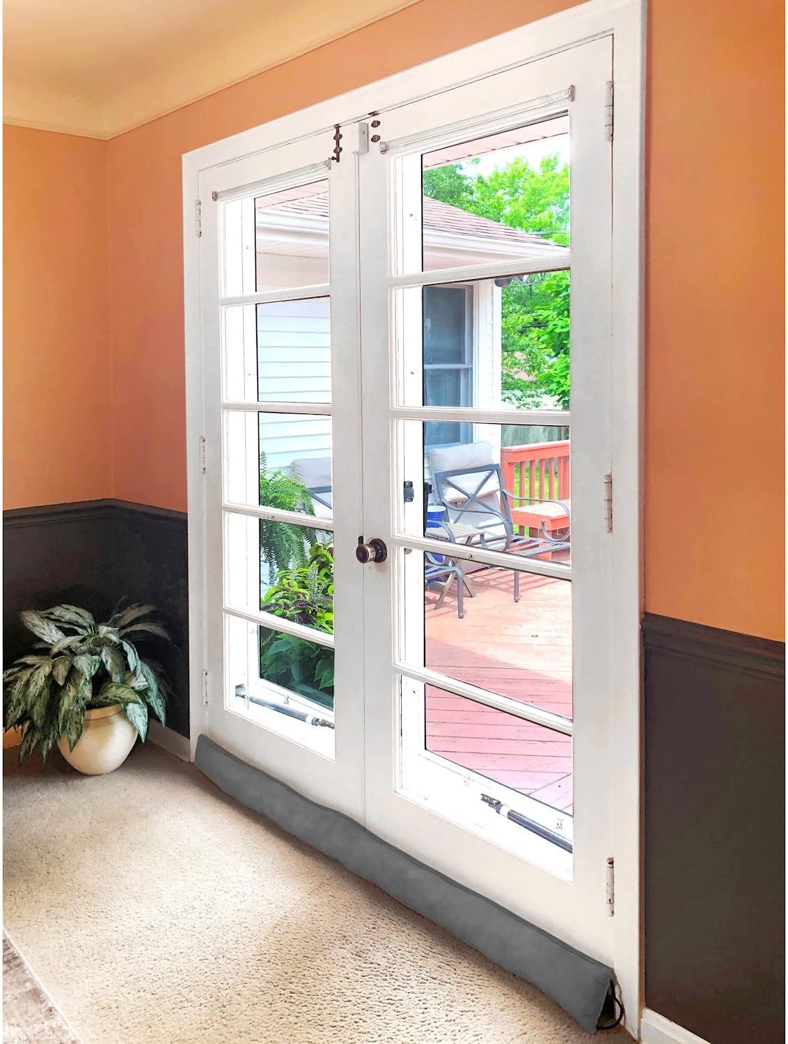 Draft Stoppers - HOME DISTRICT Extra Long Draft Dodger - Faux Suede Weighted Door and Window Breeze Guard, Noise Blocker - 60 Inches Long - Gray