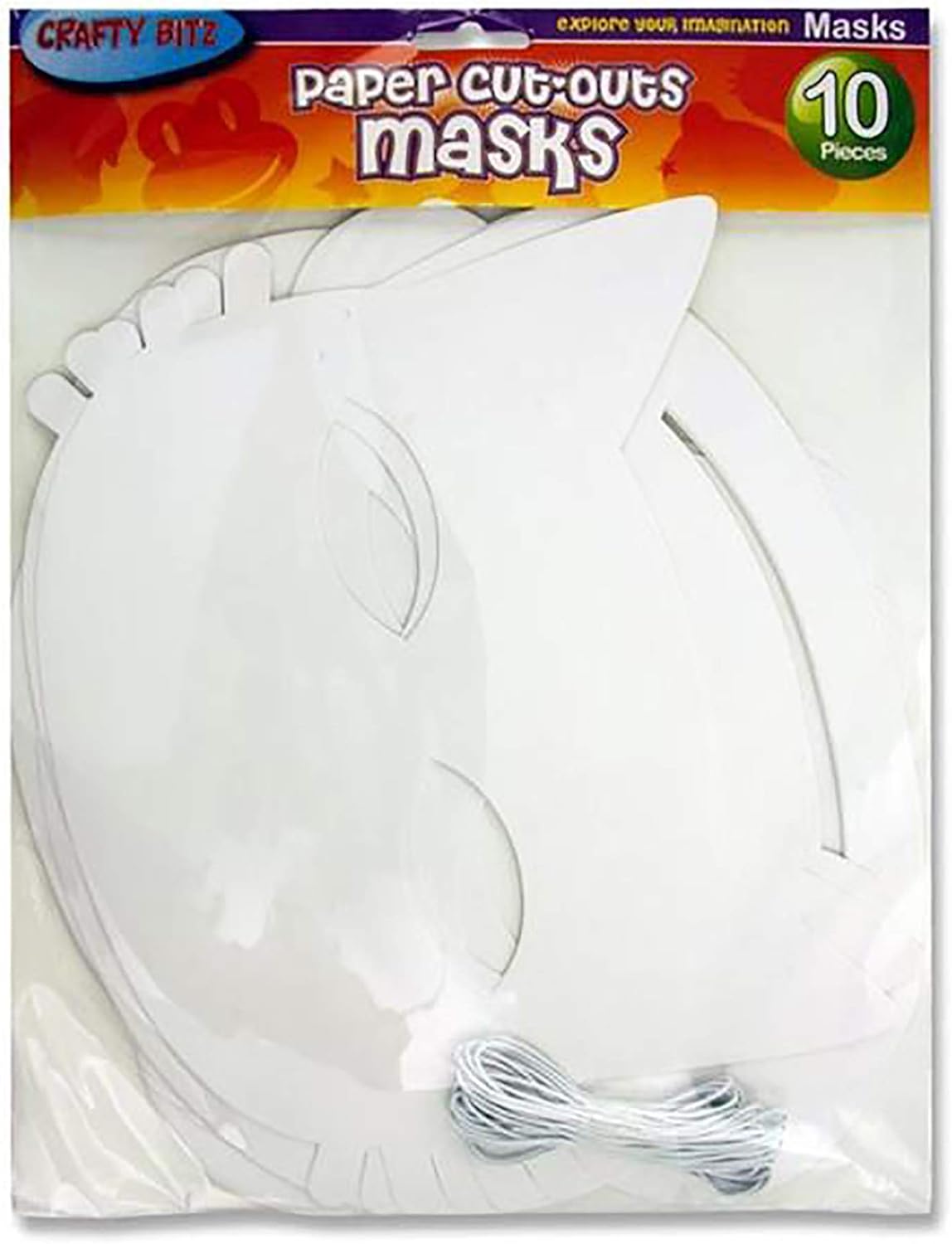 Premier Stationery Crafty Bitz Cutout Masks - Animal Faces. Pack of 10, White