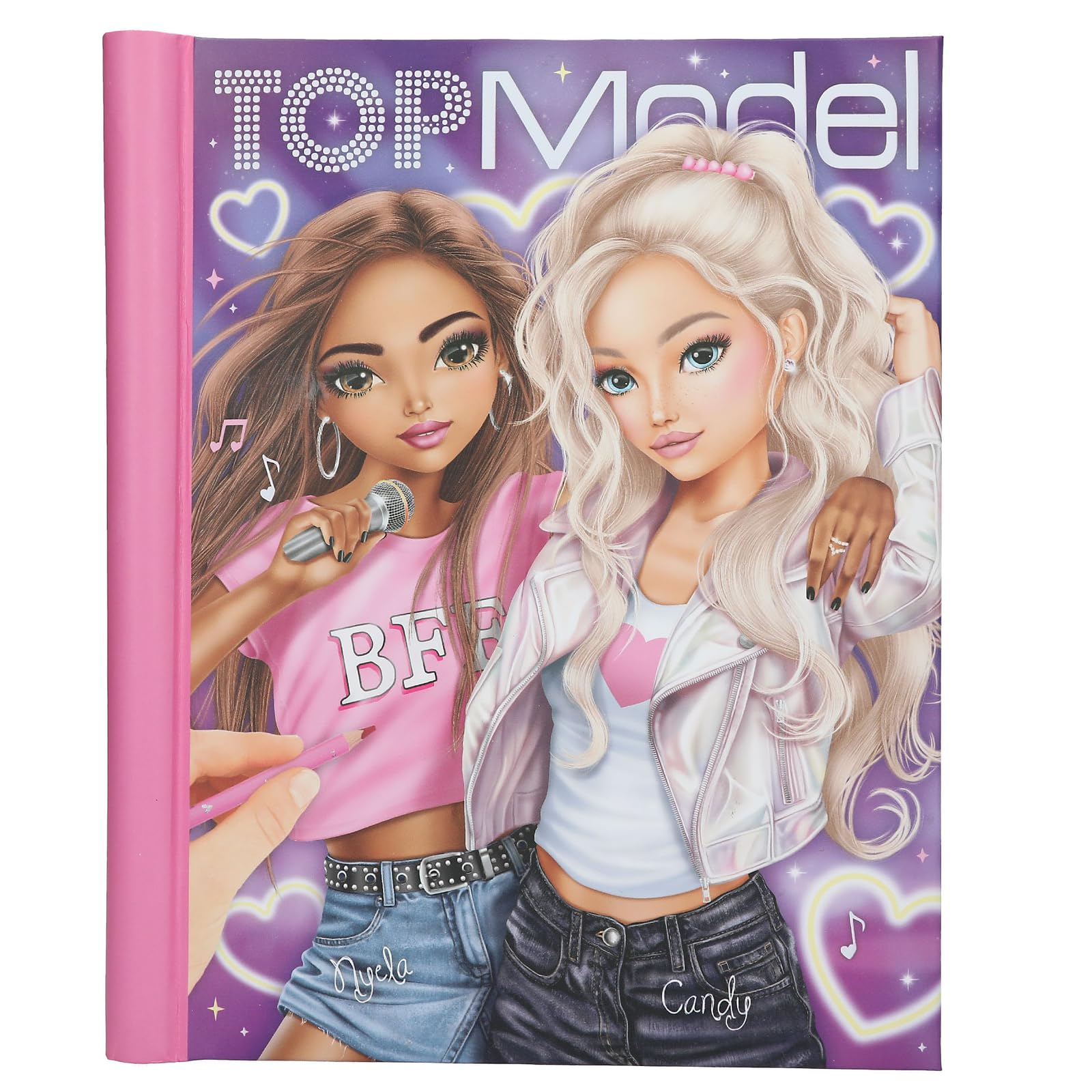 Depesche 13722 TOPModel My BFF Colouring Book with LED and Sound, with More than 40 Pre-Printed Pages to Design, Set Including Paper, Stencil, Stickers and More