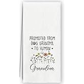 Bnzolyoia Dog Grandma Kitchen Towels - Grandma Gifts from Grandson Granddaughter, Grandma Kitchen Decor, Promoted from Dog Grandma to Human Dish Towels Hand Towels for Kitchen Decorative, 16x24 Inch