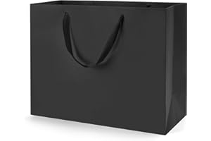 MOXARYSU Extra Large Black Gift Bags: 16x6x12 Inch 3pcs Black Paper Bags With Handles Bulk For Party Shopping Birthday Wedding (XL-3)