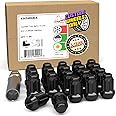 Wheel Accessories Parts 20 Pcs M14x1.5 14x1.5 Thread Short Truck 1.5" Long Spline Lug Nuts Black 6 Spline Hex Fits Chevy Camaro Corvette ｜ Dodge Charger Challenger ｜ Ford Mustang ｜ Jeep Wrangler