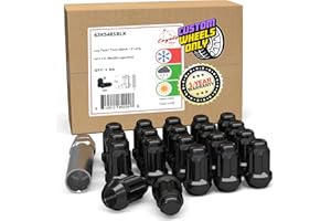 Wheel Accessories Parts 20 Pcs M14x1.5 14x1.5 Thread Short Truck 1.50" Long Spline Lug Nuts Black 6 Spline Hex Fits Chevy Camaro Corvette ｜ Dodge Charger Challenger ｜ Ford Mustang ｜ Jeep Wrangler