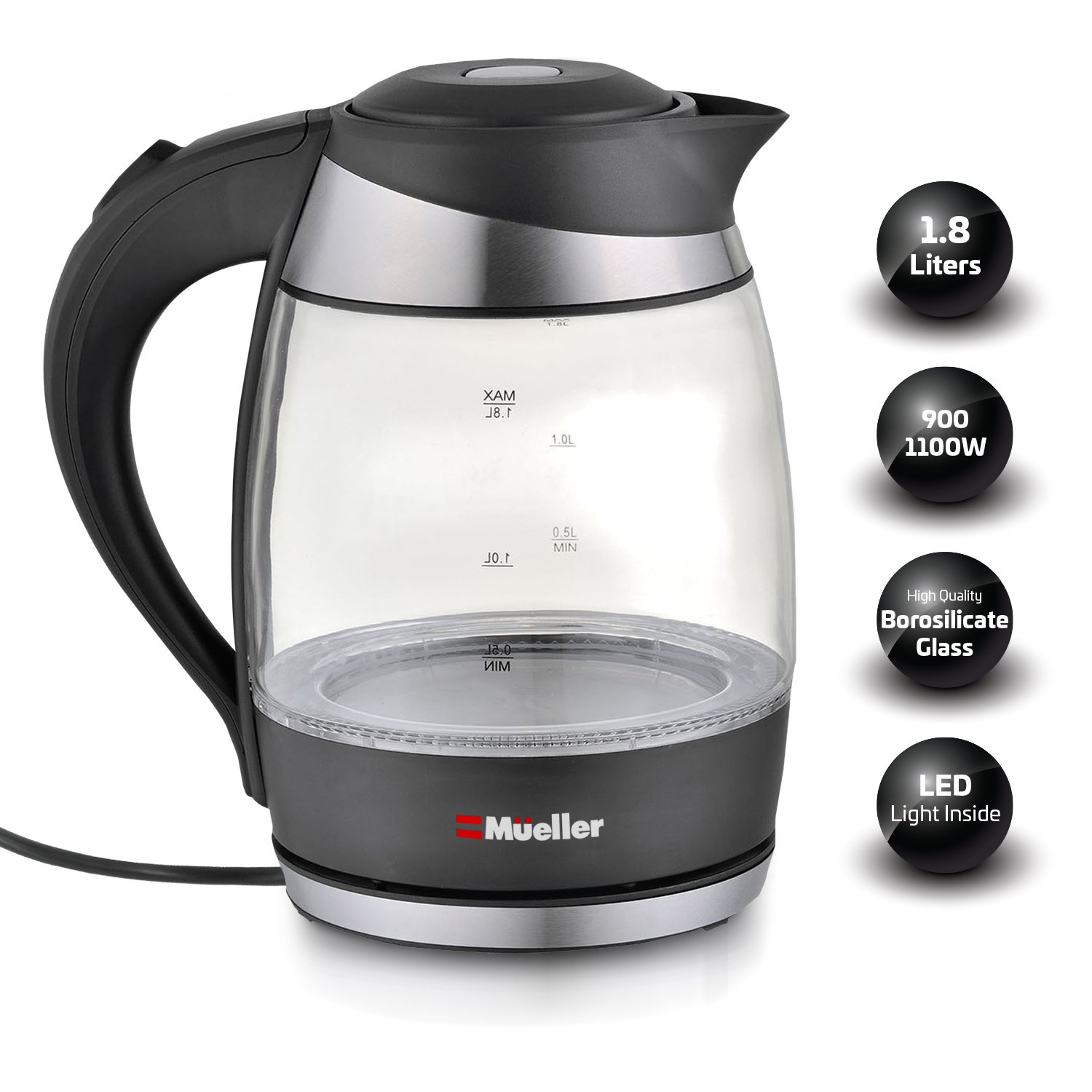 Mueller Austria Electric Kettle Water Heater with SpeedBoil Tech, Glass