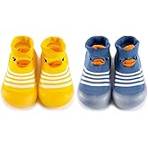 HOVELL Baby Non Slip Socks Shoes Toddler Girls Boys First Walking Shoes Infant Indoor Floor Slipper Sneakers 2 Pairs