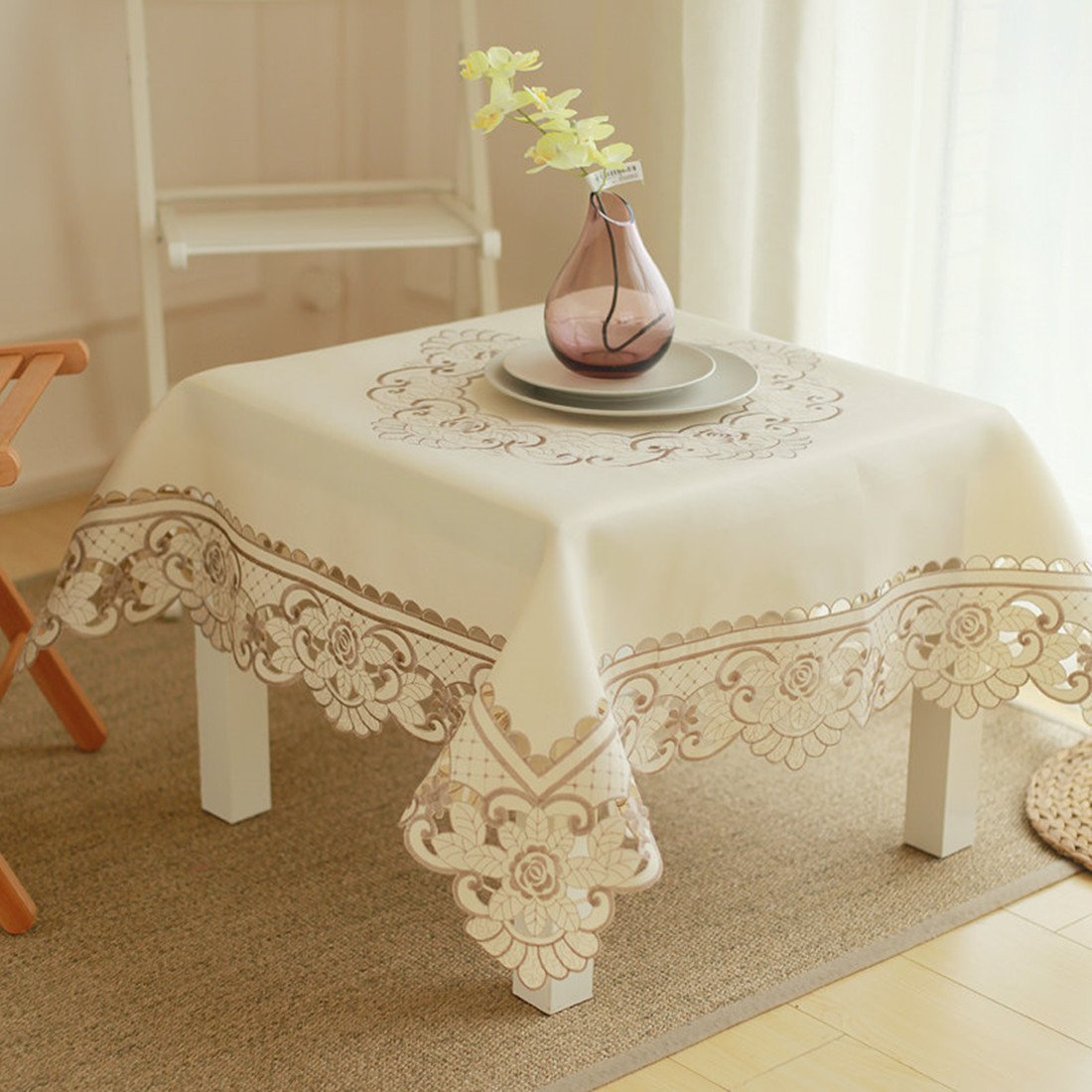 Eanshome Kitchen Dining Room Patio Embroidered Fabric Table Chair Seat Cushions And Chair Back Tablecloths