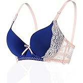 YooMee Push Up Bra for Women,Lace Bras with Underwire Cups,Comfort Padded T-Shirt Bra Add One Cup
