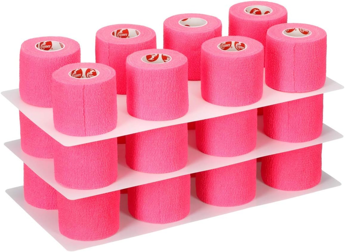 Cramer Eco-Flex Self-Stick Stretch Tape, Cohesive Tape, Flexible Elastic Sports Tape, Athletic Training Supplies, Easy Tear Self-Adherent Bandage Wrap, Bulk Cases, 6 Yard Rolls, Pink Compression Tape: Sports & Outdoors