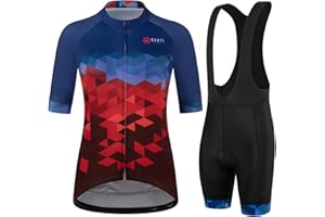 GCRFL Women's Cycling Jersey Set Short Sleeves Bike Jersey Zipper Pocket Bicycle Shorts with 4D Padded, Cycling Clothes Women