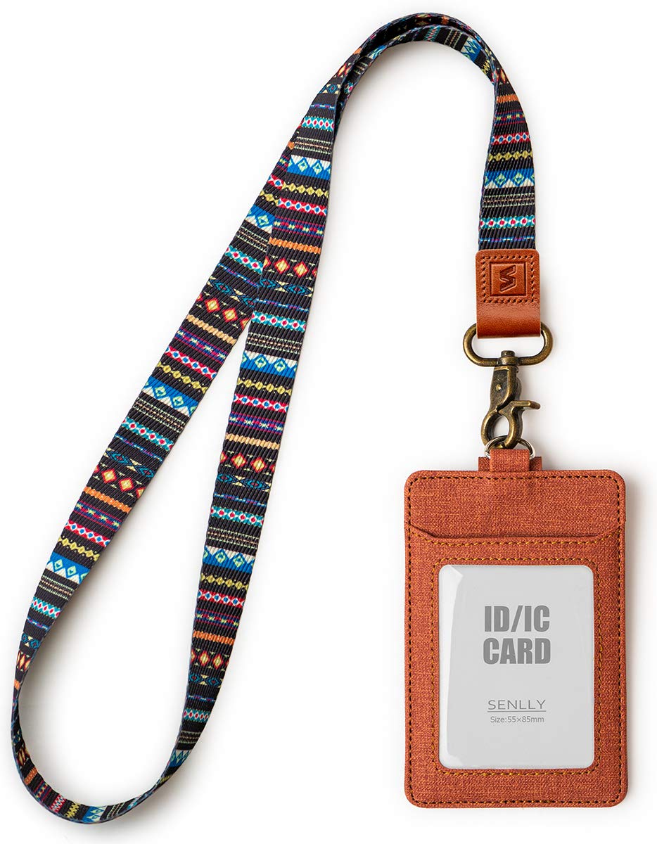 SENLLY ID Badge Holder Gift with Cute Neck Lanyard Strap, 2 Card Slots and 1 Clear ID Window, for Women and Men