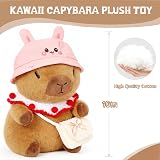 TITQWOP Capybara 26cm Brown Plush Toy with 9 Accessories Pink Capybara view 3