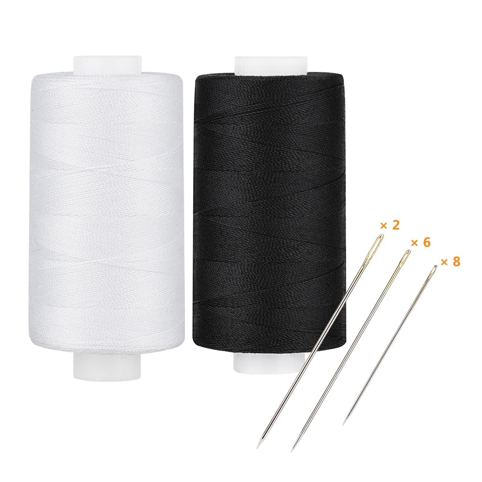 Simthread Sewing Thread Quilting Yarn Affordable All-Purpose Thread White and Black - 400 Yards/Spool, Polyester 100%