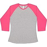 LAT Women Fine Jersey Raglan 3/4 Sleeve Baseball Tee (3530)