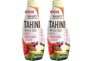 Mighty Sesame Co. Harissa Tahini, Spicy Chili Squeezable & Ready Sesame Paste, 10.9oz (2 Pack) Whole Seed, Gluten Free, Vegan, Non GMO, Keto Friendly, Kosher