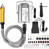 1200W Flex Shaft Grinder, 30000RPM 46pcs Flex Shaft Rotary Tool Kit | 0-1/4" Universal Chuck Hanging Grinder for Polishing, Carving, Sanidng, Engraving, Silver, Wood, DIY Creating
