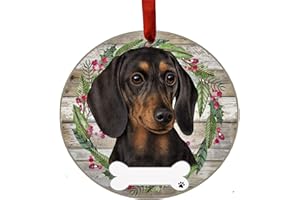 E&S Imports Black Dachshund Ornament - E&S Pets - DIY Personalizable - Dog Gifts - Ceramic Round Ornament Glazed Finish - X-mas Decoration - Christmas Ornaments Craft Gifts - Ornaments for Pet Lovers