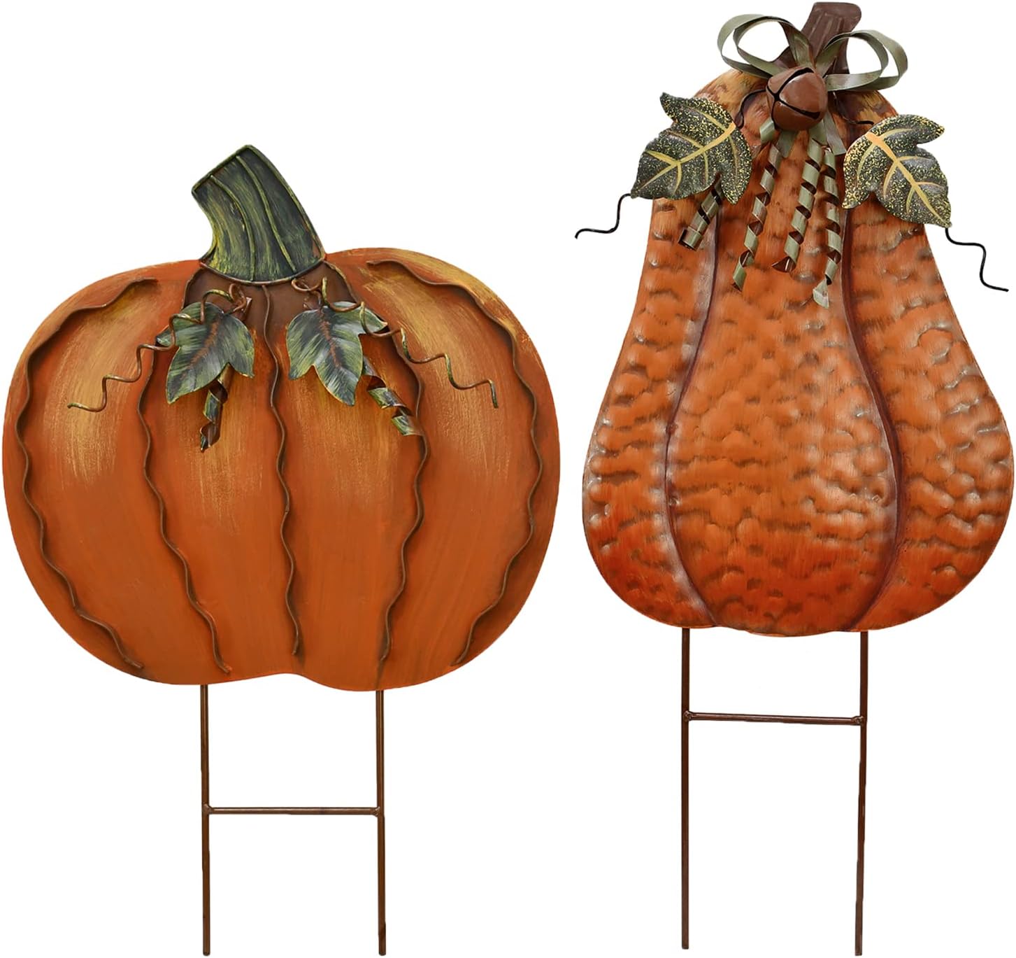Decorative Garden Stakes - Metal Pumpkin Stakes Yard Signs Fall Decor Decorative Garden Stake Lawn Pumpkins Ornaments Outdoor Autumn Decoration for Harvest Halloween Thanksgiving (17.5